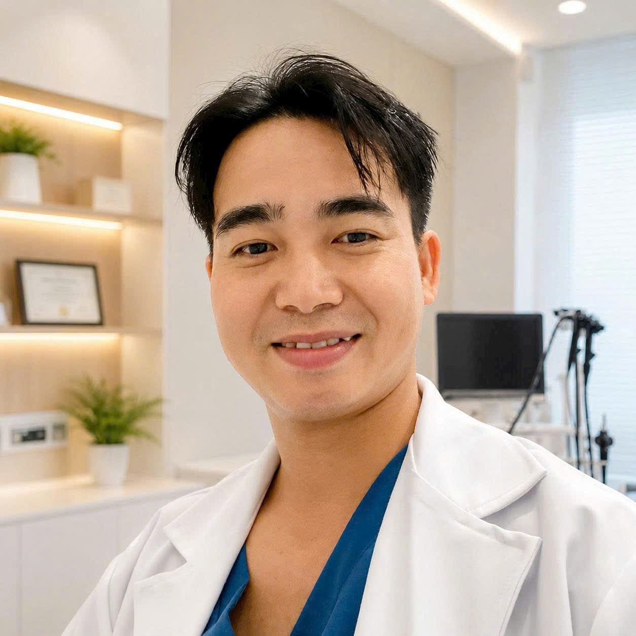 Dr. Bùi Bảo Khang in a clinical consultation room in Phu Quoc