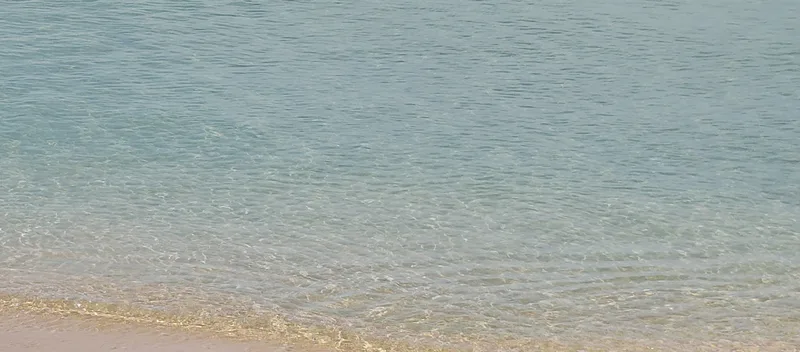 Sunlit ripples over shallow water beside Long Beach sand